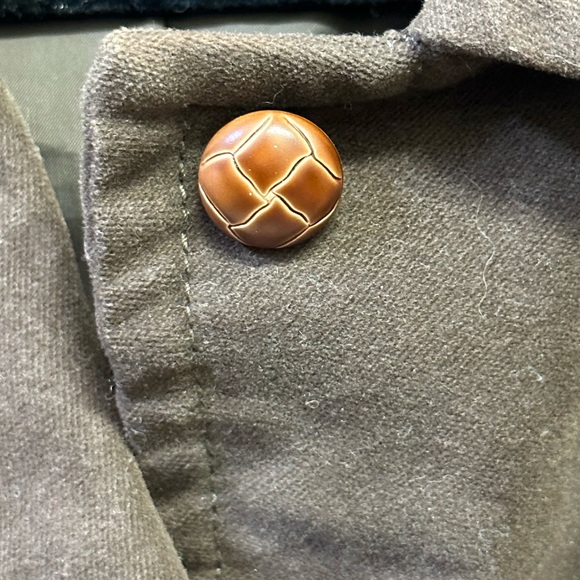 GAP Vintage Y2K Chocolate Brown 100% COTTON Button Coat M Trench Coat - Picture 3 of 10